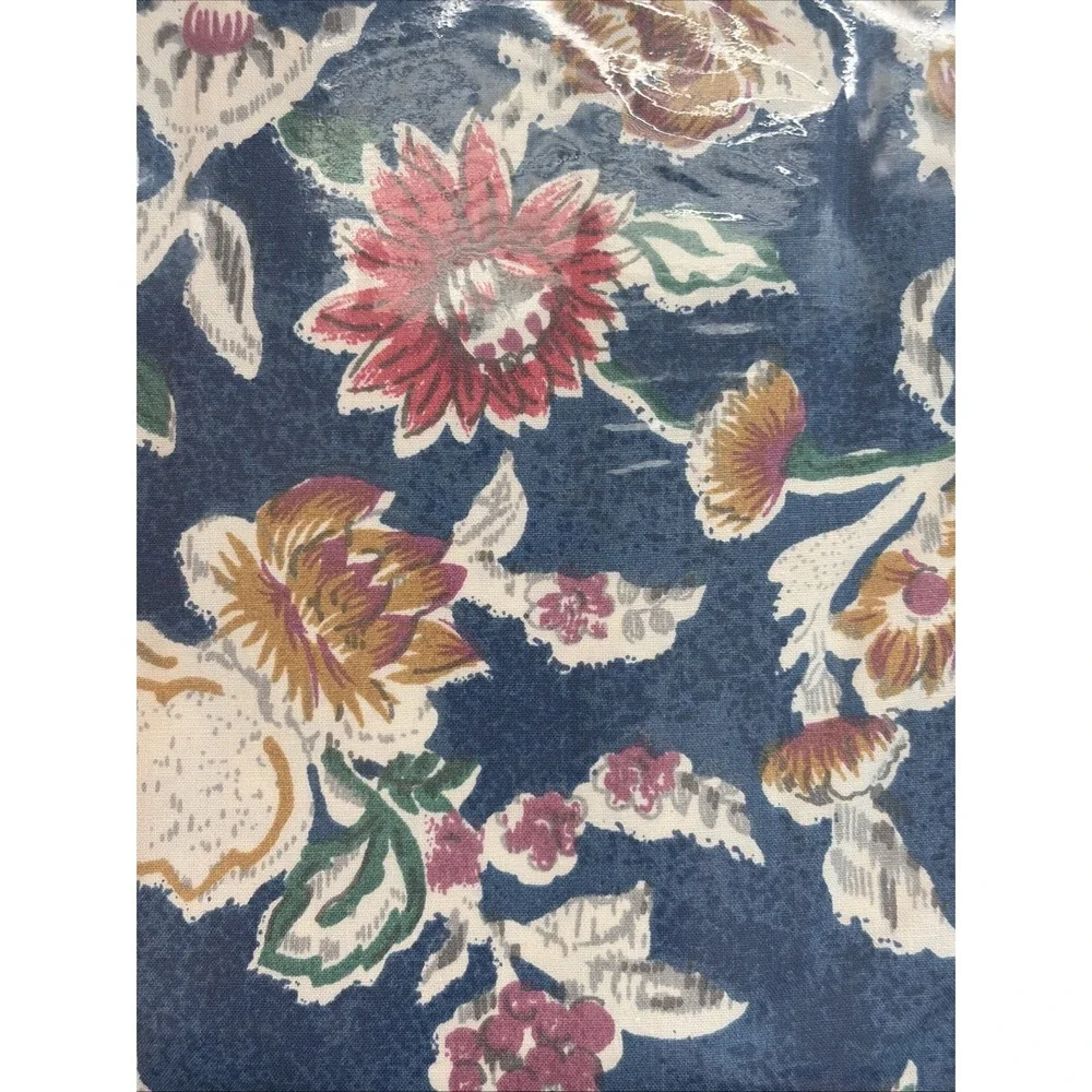 Vintage Ralph Lauren Jardin Blue Floral Twin Flat Sheet Made in USA NIP NOS